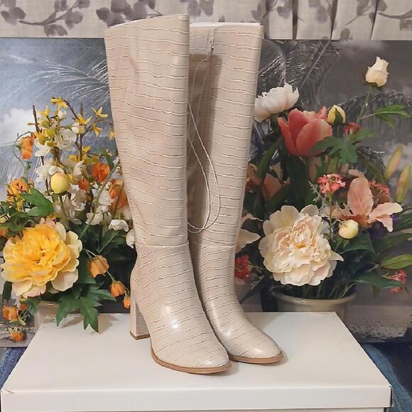 a new day Cream Textured Heeled Boots - Picture 1 of 6